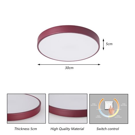 8592957174801 BG3720 LED Stropní svítidlo POOL LED/36W/230V 3000/4000/6000K 30 cm burgundy 3