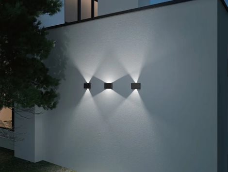 BLADE Svítidlo nástěnné 2x6W, 500lm, 3000K, IP54, antracit 11