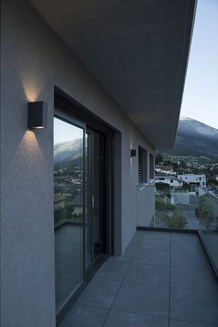 232445 QUAD 2 XL wall light, square,anthracite, 2x 3.2W COB LED,3000K, IP44, up/down 2