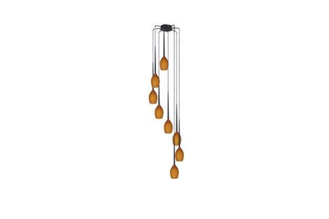 IZZA závěsné svítidlo 8x E14 50W bez zdroje 51cm IP20, jantarové/černé 1