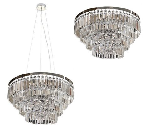 Salerno závěsné/stropní svítidlo 5x E14 40W bez zdroje 58cm IP20, chrom/křišťál 1