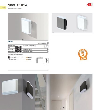 Vigo venkovní nástěnné LED svítidlo 6W 420lm 3000K IP54, bílé 2