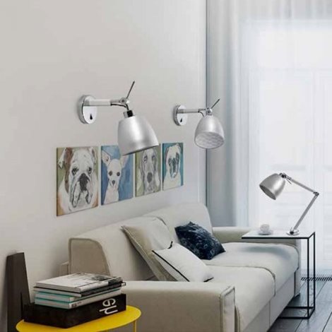 Zyta XS ALU nástěnná lampa s vypínačem 1x E27 60W bez zdroje IP20, hliníkové 4