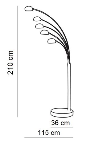 Palp stojací lampa 5x E14 40W bez zdroje 210cm IP20, měděná 3