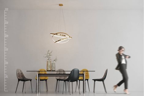 Wheel závěsné svítidlo LED 80W 4800lm 3000K stmívatelné 75cm IP20, zlaté 1