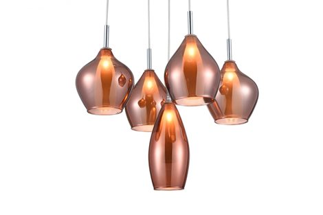 Amber Milano 5 závěsné svítidlo 5x G9 40W bez zdroje 50cm kulaté IP20, měděné sklo 2
