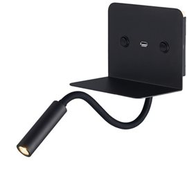 Vera nástěnné bodové svítidlo s vypínačem LED 6W 510lm + 5W 255lm 3000K IP20, černé