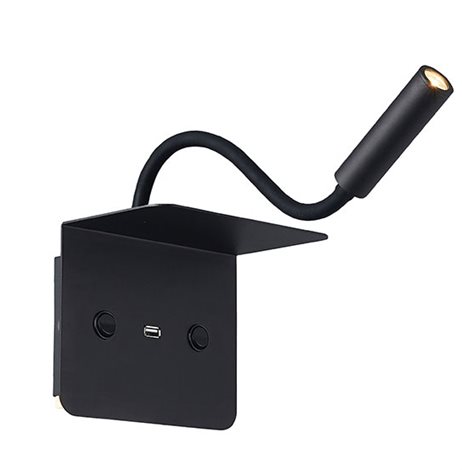 Vera nástěnné bodové svítidlo s vypínačem LED 6W 510lm + 5W 255lm 3000K IP20, černé 2