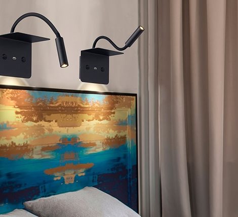 Vera nástěnné bodové svítidlo s vypínačem LED 6W 510lm + 5W 255lm 3000K IP20, černé 3