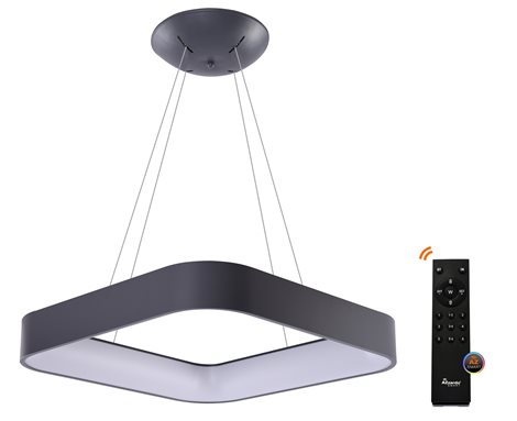 Solvent S SMART závěsné svítidlo LED 32W 2680lm 3000-6000K 45cm hranaté IP20, šedé + ovladač 1