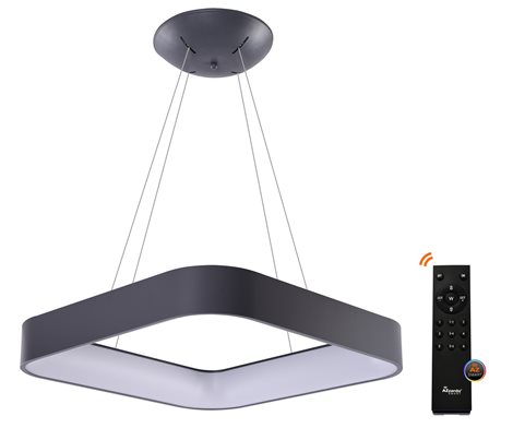 Solvent S SMART závěsné svítidlo LED 92W 4680lm 3000-6000K 80cm hranaté IP20, šedé + ovladač 1