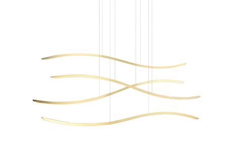 WAVES závěsné svítidlo LED 70W 4900lm 3000K 123cm IP20, zlaté 2
