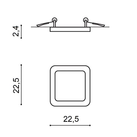 Slim vestavné koupelnové svítidlo LED 24W 2000lm 3000K 22,5cm hranaté IP44, černé 4
