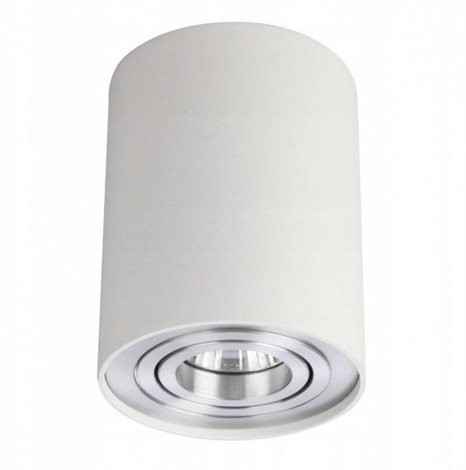 BROSS stropní bodové svítidlo 1x GU10 50W bez zdroje 9,6cm kulaté IP20, bílá/hliník 1