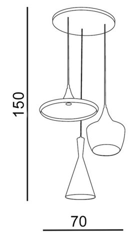 Mix závěsné svítidlo 3x E27 60W bez zdroje 70cm IP20, bílá/zlatá 4