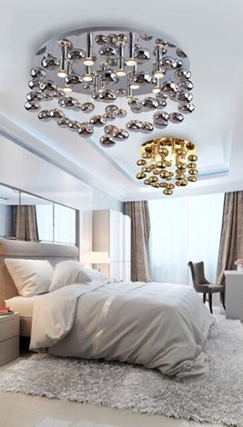 Luvia stropní přisazené svítidlo 6x GU10 40W bez zdroje 50cm kulaté IP20, chrom/křišťál 6