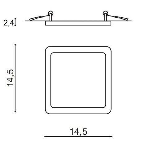 Slim vestavné koupelnové svítidlo LED 12W 1000lm 3000K 15cm hranaté IP44, bílé 3