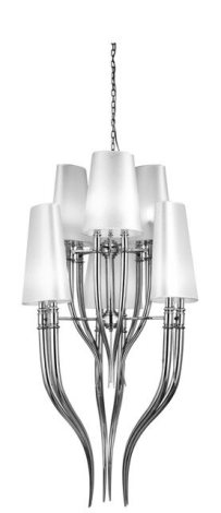 DIABLO závěsné svítidlo 12x E14 11W bez zdroje 61cm IP20, chrom/bílé 1
