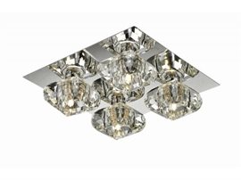 RUBIC stropní svítidlo 4x G9 40W bez zdroje 30cm IP20, chrom/křišťál