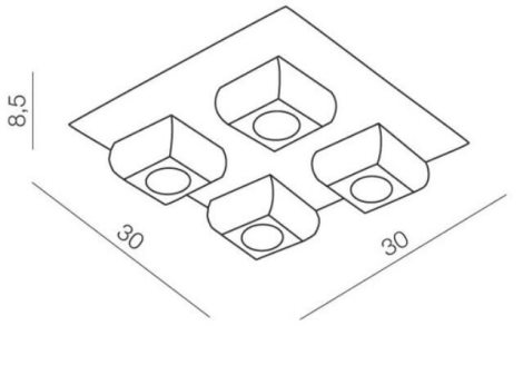 RUBIC stropní svítidlo 4x G9 40W bez zdroje 30cm IP20, chrom/křišťál 2