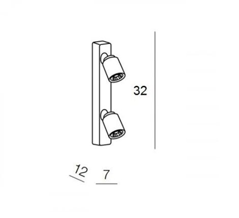 TOMI přisazené svítidlo 2x GU10 50W bez zdroje 32cm IP20, černé 2