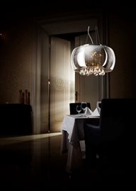 BURN stropní/závěsné svítidlo 6x G9 40W bez zdroje 50cm IP20, chrom/křišťál