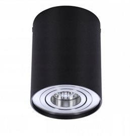 BROSS stropní bodové svítidlo 1x GU10 50W bez zdroje 9,6cm kulaté IP20, černá/hliník