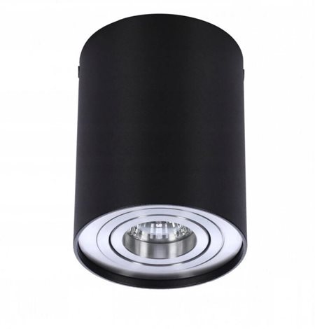 BROSS stropní bodové svítidlo 1x GU10 50W bez zdroje 9,6cm kulaté IP20, černá/hliník 1
