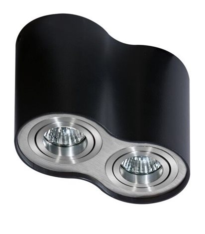 BROSS stropní bodové svítidlo 2x GU10 50W bez zdroje 18cm IP20, černá/hliník 1