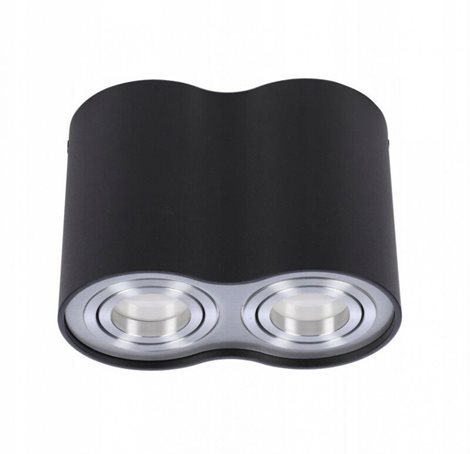 BROSS stropní bodové svítidlo 2x GU10 50W bez zdroje 18cm IP20, černá/hliník 2