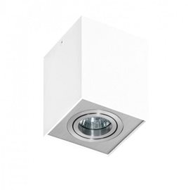ELOY stropní bodové svítidlo 1x GU10 50W bez zdroje 9,5cm hranaté IP20, bílá/hliník
