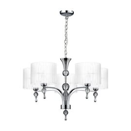 IMPRESS závěsné svítidlo 5x E27 50W bez zdroje 70cm IP20, bílá/chrom