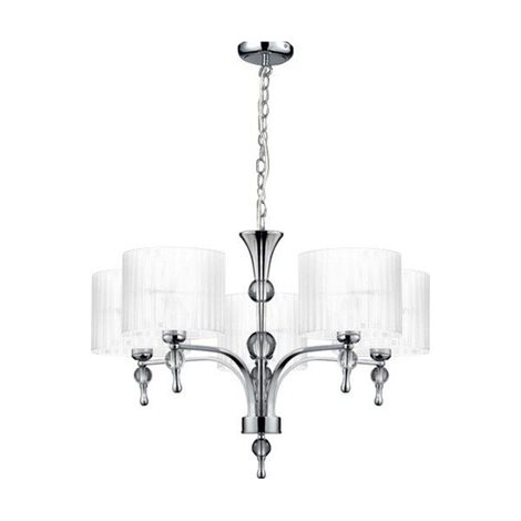 IMPRESS závěsné svítidlo 5x E27 50W bez zdroje 70cm IP20, bílá/chrom 1