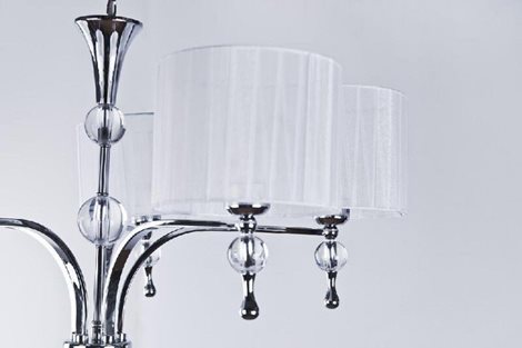 IMPRESS závěsné svítidlo 7x E27 50W bez zdroje 80cm IP20, bílá/chrom 3