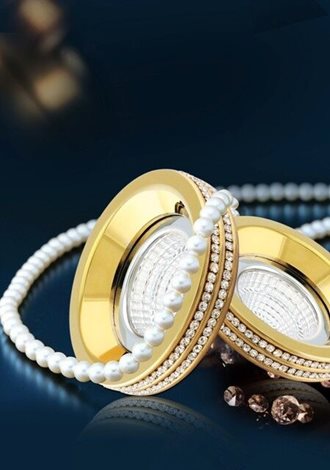 Eva Round podhledové svítidlo 1x GU10 50W bez zdroje 7,5cm kulaté IP20, zlatá/křišťál 2