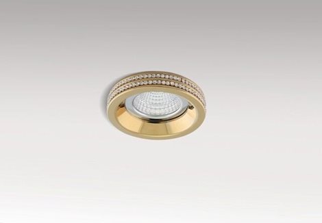 Eva Round podhledové svítidlo 1x GU10 50W bez zdroje 7,5cm kulaté IP20, zlatá/křišťál 4