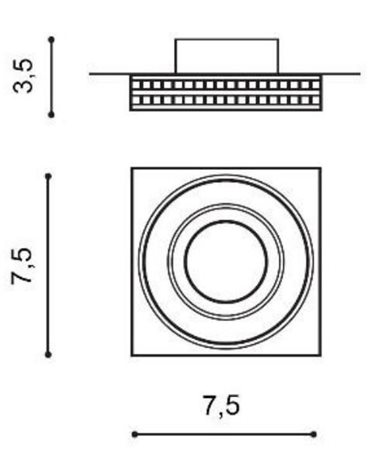 Eva Square podhledové svítidlo 1x GU10 50W bez zdroje 7,5cm hranaté Ip20, chrom/křišťál 3