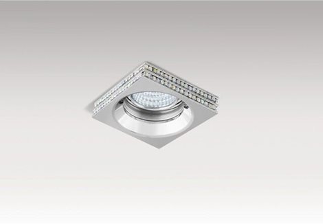 Eva Square podhledové svítidlo 1x GU10 50W bez zdroje 7,5cm hranaté Ip20, chrom/křišťál 2