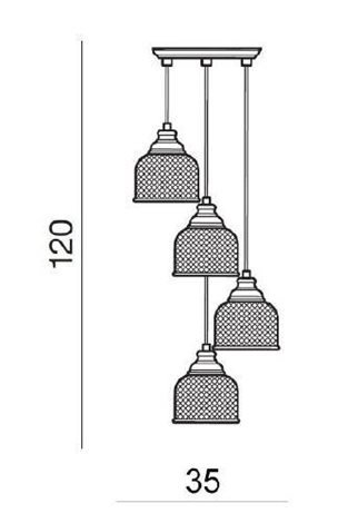 Mora 4 závěsné svítidlo 4x E27 60W bez zdroje 27cm IP20, chrom/jantarová 5