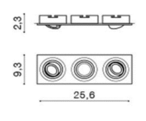 Caro 3 Square podhledové svítidlo 3x GU10 50W bez zdroje 25,6cm hranaté IP20, bílé 2