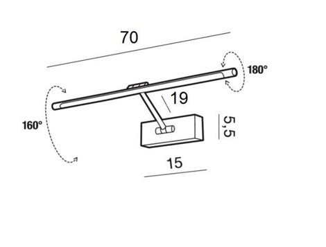 Davinci nástěnné svítidlo 12W 835lm 3000K 70cm IP20, černý chrom 5