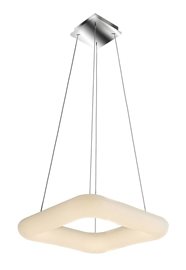 Donut závěsné svítidlo LED 80W 6800lm 2700-6000K 46cm hranaté IP20, chrom/bílá + ovladač