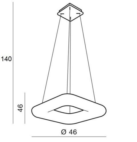 Donut závěsné svítidlo LED 80W 6800lm 2700-6000K 46cm hranaté IP20, chrom/bílá + ovladač 2