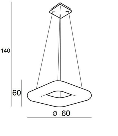 Donut závěsné svítidlo LED 84W 7140lm 2700-6000K 60cm hranaté IP20, bílé + ovladač 2