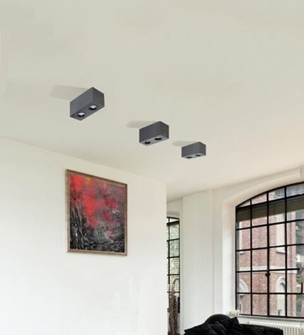 Brant 2 přisazené svítidlo 2x GU10 50W bez zdroje 18cm hranaté IP20, černé 3