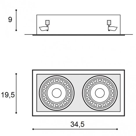 Nova 2 podhledové svítidlo 2x GU10 40W bez zdroje 34,5cm hranaté IP20, bílé 4