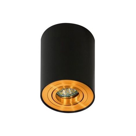 Bross 1 přisazené bodové svítidlo 1x GU10 50W bez zdroje 9,6cm kulaté IP20, černá/zlatá 1