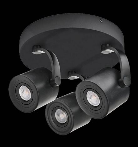 Bross Arm 3 stropní bodové svítidlo 3x GU10 35W bez zdroje 30cm kulaté IP20, černé 2