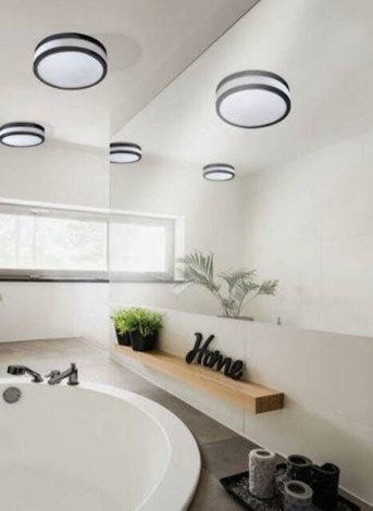 KARI koupelnové přisazené svítidlo LED 18W 700lm 3000K 29cm kulaté IP44, černé 3