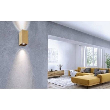 VELIA nástěnné bodové svítidlo 2x GU10 50W bez zdroje 15,5cm hranaté IP20, mosazné 2